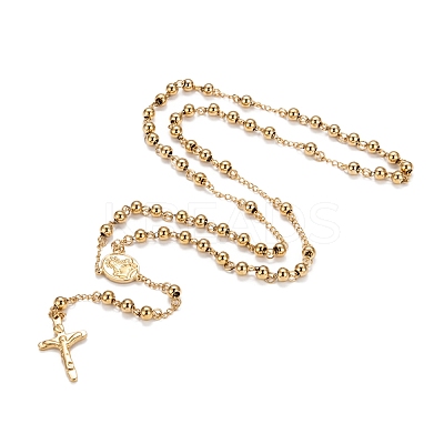 Men's Rosary Bead Necklace with Crucifix Cross NJEW-I011-6mm-08-1