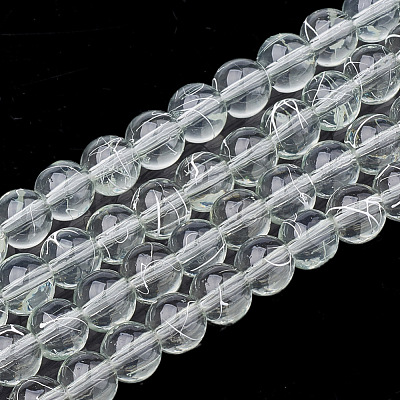 Drawbench Transparent Glass Round Beads Strands X-GLAD-Q012-8mm-04-1