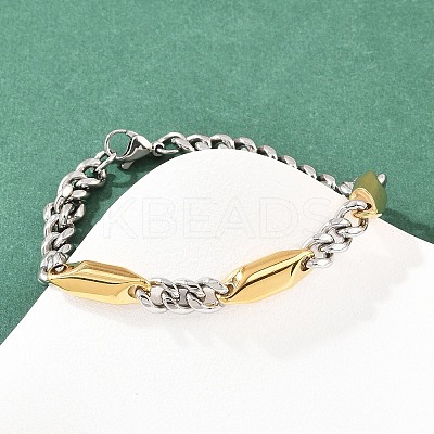 304 Stainless Steel Rhombus Cuban Link Chain Bracelets for Men Women BJEW-G766-07B-1