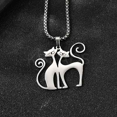 304 Stainless Steel Pendant Necklaces NJEW-P329-02P-1