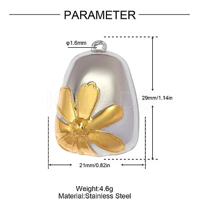 Two-tone 304 Stainless Steel Pendants STAS-OY014-45GP-1
