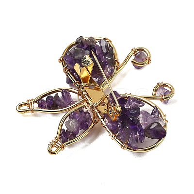 Butterfly Natural Amethyst Brooch G-A278-02G-06-1