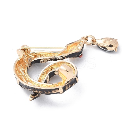 Rhinestone Snake Aolly Brooch with Enamel JEWB-V002-17A-1