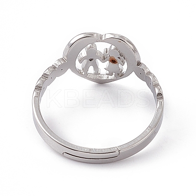 Non-Tarnish 201 Stainless Steel Heart with Lovers Adjustable Ring for Valentine's Day RJEW-K238-11P-1