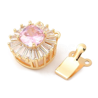 Brass Micro Pave Clear Cubic Zirconia Box Clasps KK-E052-01A-G02-1