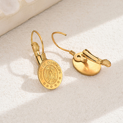 304 Stainless Steel Coin Hoop Earrings GM0292-1