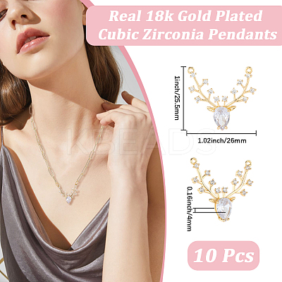 10Pcs Brass Micro Pave Cubic Zirconia Pendants FIND-BBC0004-28A-01-1
