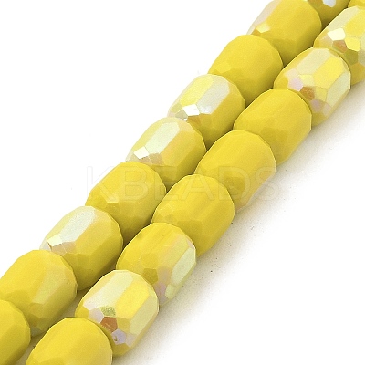 Frosted Imitation Jade Glass Beads Strands GLAA-P058-08A-09-1