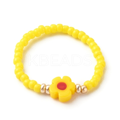 Handmade Baking Paint Glass Seed Beads Stretch Rings RJEW-JR00372-1