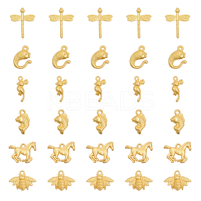 30Pcs 6 Styles Alloy Pendants FIND-CA0007-27-1