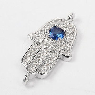 Hamsa Hand/Hand of Fatima/Hand of Miriam with Eye Brass Cubic Zirconia Links X-ZIRC-D083-P-1