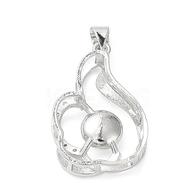 Platinum Plated Brass Pendant Cabochon Settings KK-Q776-01P-06-1