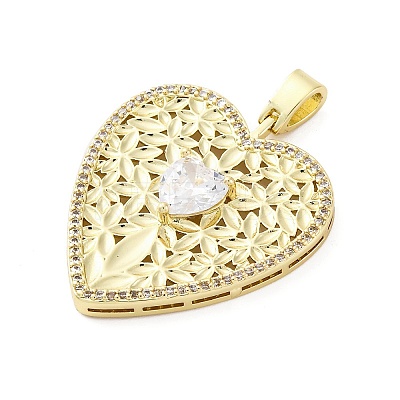 Brass Micro Pave Clear Cubic Zirconia Pendants KK-S510-31G-04-1