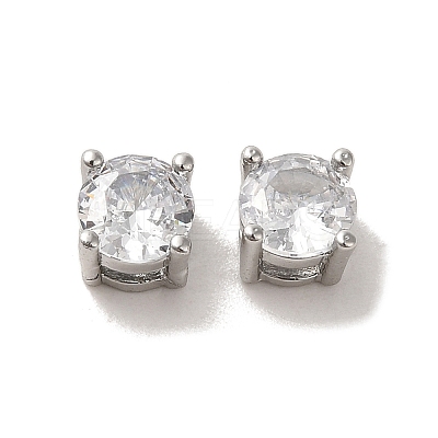 Brass with Single Clear Cubic Zirconia Beads KK-H461-09B-P-1