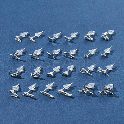 2 Pairs Alloy Stud Earrings for Women EJEW-FS0001-27F-1