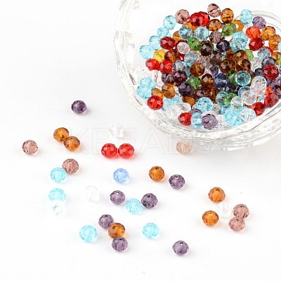 Faceted Rondelle Transparent Glass Beads GLAA-R152-4mm-M1-1