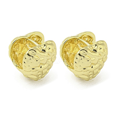 Textured Heart Rack Plating Brass Hoop Earrings EJEW-Z035-03G-1