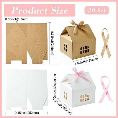 20 Sets 2 Colors House Shape Paper Jewelry Storage Gift Box CON-CJ0001-23-1