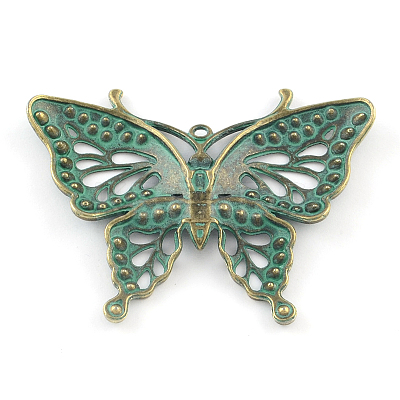 Zinc Alloy Butterfly Pendants Rhinestone Settings PALLOY-R065-011-FF-1