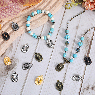 60Pcs 5 Colors Tibetan Style Alloy Hat Pendants FIND-SC0010-86-1