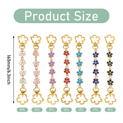 7Pcs 7 Colors Alloy Enamel Flower Link Bag Extension Chains HJEW-TAC0104-1