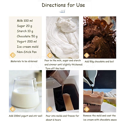 Food Grade DIY Rectangle Ice-cream Silicone Molds DIY-D062-03B-1
