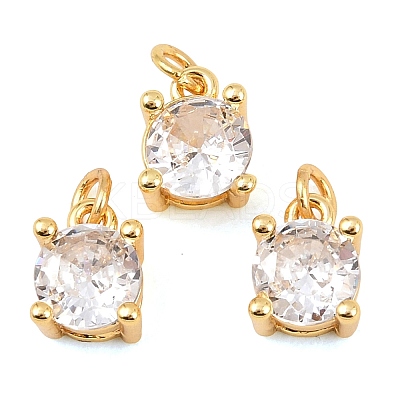 Brass with Cubic Zirconia Charms KK-F927-15G-1