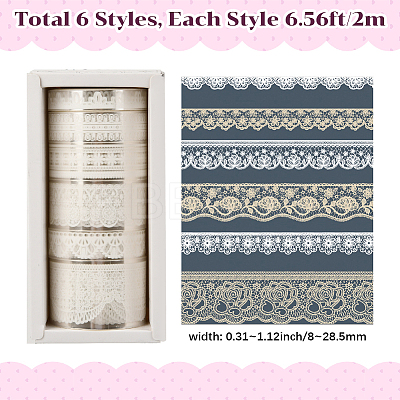 1Bag Lace Patterns PET Floral Decorative Tape Set AJEW-SP0002-74E-1