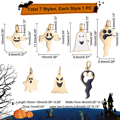 7Pcs 7 Style 316 Surgical Stainless Steel Enamel Charms STAS-UN0035-95-1