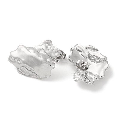 304 Stainless Steel Texture Stud Earrings EJEW-D281-02S-1