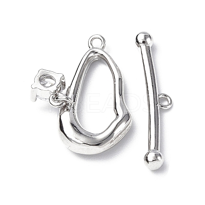Brass Pave Clear Cubic Zirconia Toggle Clasps KK-P223-45P-1