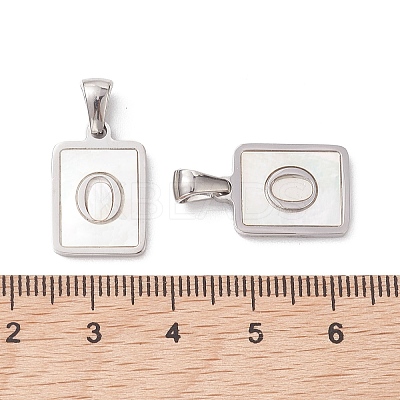 304 Stainless Steel Pave Shell Pendants STAS-G327-01P-O-1