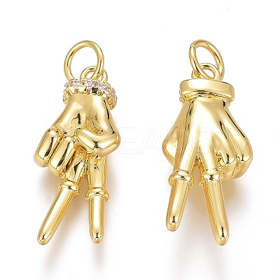 Brass Micro Pave Clear Cubic Zirconia ASL Pendants LS-ZIRC-Z008-32G-1
