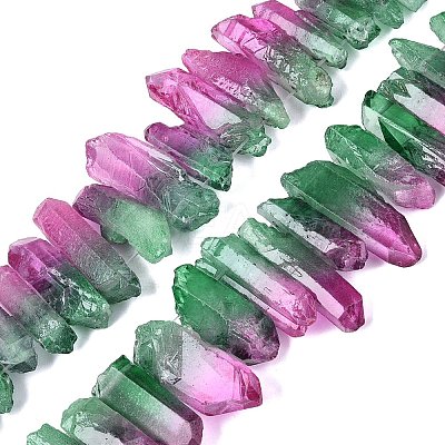 Two Tone Spray Painted Natural Quartz Crystal Points Beads Strands G-Q610-03H-1