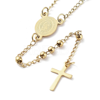 202 Stainless Steel Rosary Bead Necklaces NJEW-D060-01B-G-1