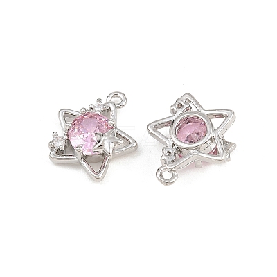 Brass Pave Pearl Pink Cubic Zirconia Pendants CU-CBA8124-01A-P-1