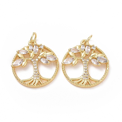 Brass Cubic Zirconia Pendants ZIRC-I062-15G-1