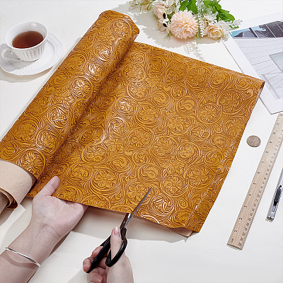 Flower Pattern PVC Leather Fabric DIY-NB0015-59C-1