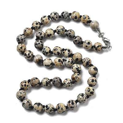 8.5mm Round Natural Dalmatian Jasper Beaded Necklaces NJEW-F327-02A-02-1