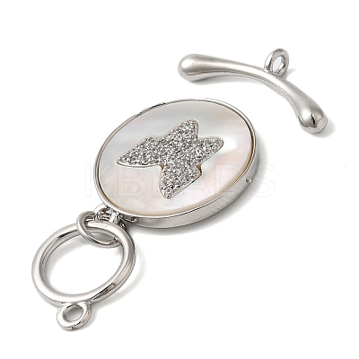 Brass Micro Pave Clear Cubic Zirconia Toggle Clasps KK-N254-92P-1