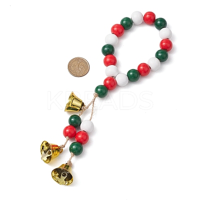 Wooden Beads Ring Hanging Ornaments HJEW-JM02148-1