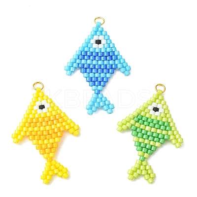 304 Stainless Steel & Cylinder Seed Beads Glass Pendants PALLOY-MZ01441-1