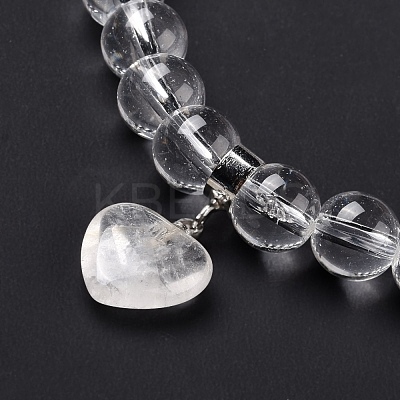 Natural Quartz Crystal Beads Charm Bracelets BJEW-K164-B01-1