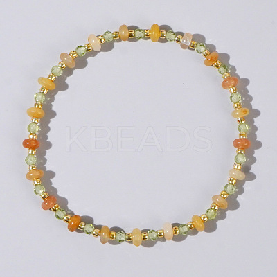 Beach Vacation Style Natuarl Prehnite & Red Aventurine Jade Beaded Stretch Bracelet Women RO9590-3-1