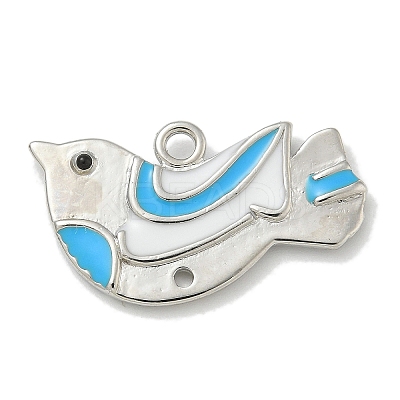 Platinum Brass Enamel Robin Bird Pendants KK-L224-060P-1