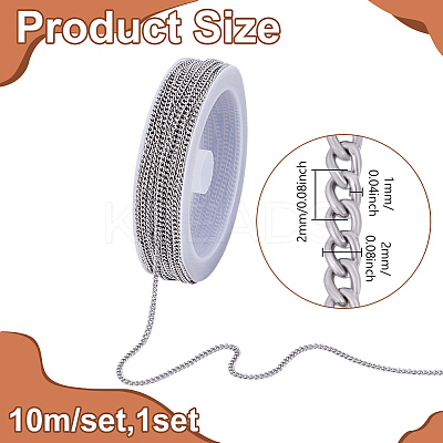 10M 304 Stainless Steel Curb Chains CHS-UN0001-34-1