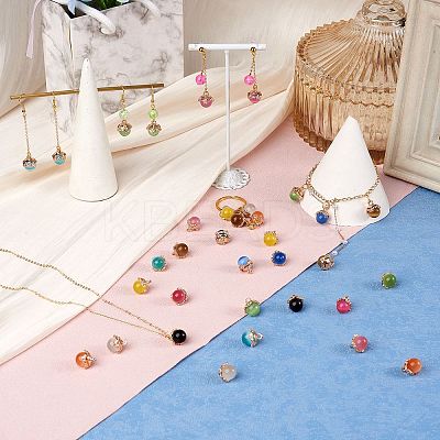 10Pcs Gemstone Charm Pendant Crystal Quartz Healing Natural Stone Pendants Buckle for Jewelry Necklace Earring Making Cra JX599C-1