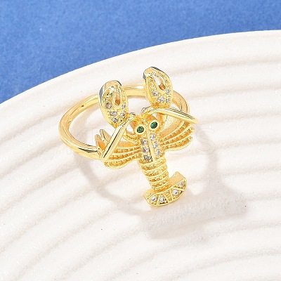 Brass Micro Pave Cubic Zirconia Cuff Rings RJEW-C145-01B-G-1