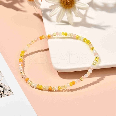 Faceted Round Glass Beads Stretch Bracelet for Teen Girl Women BJEW-JB07072-05-1