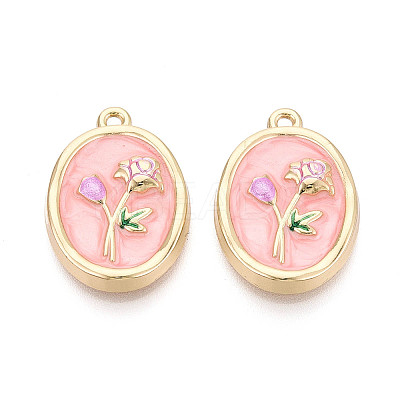 Rack Plating Alloy Enamel Pendants ENAM-T024-89B-G-1